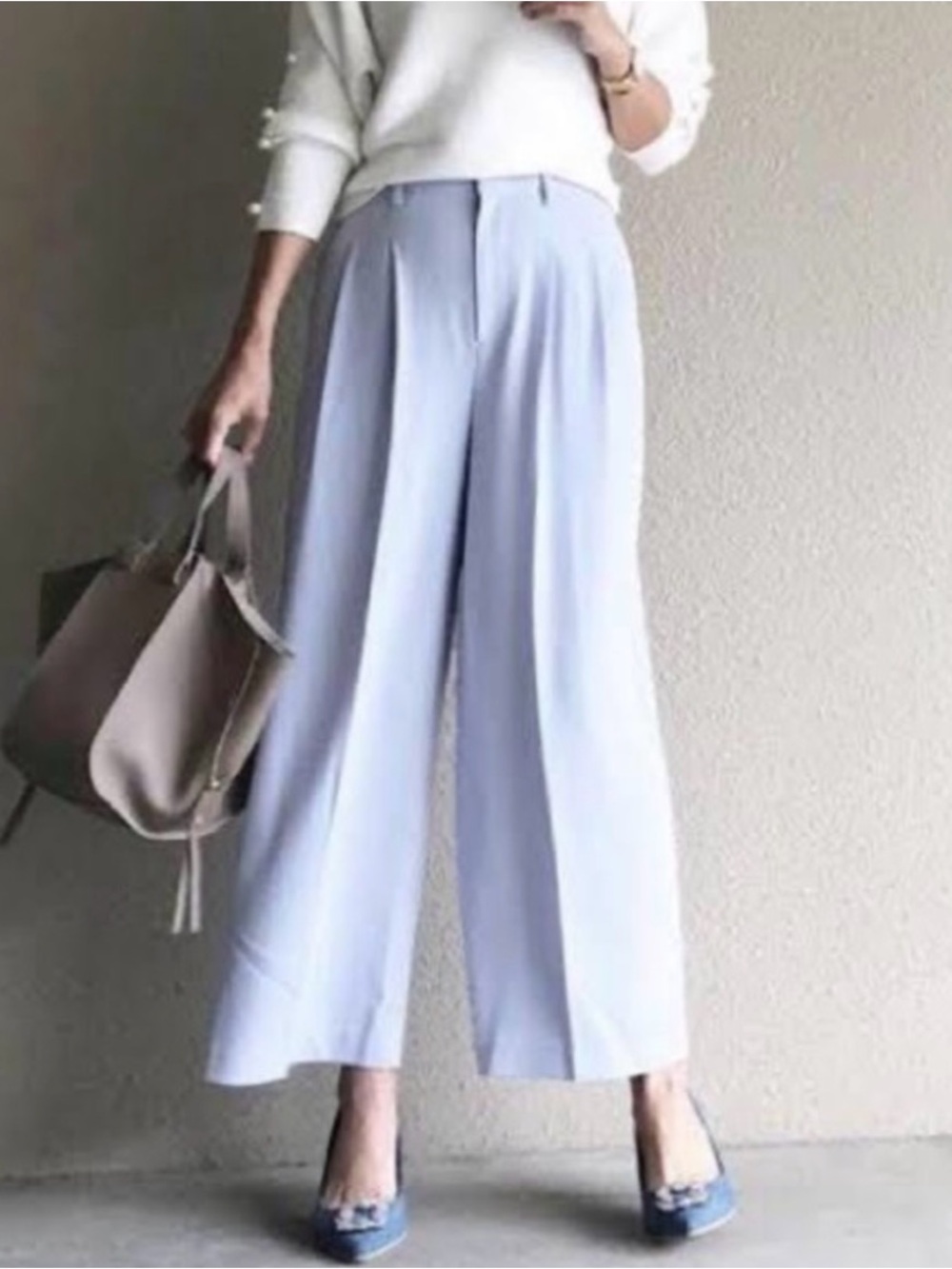 Uniqlo Light Blue Wide Leg High Waist Pants